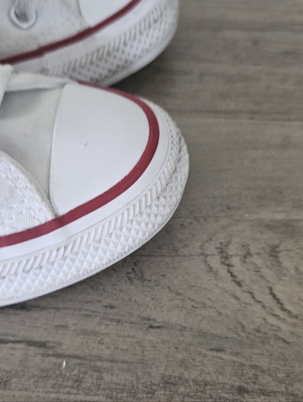 Converse All Star Kids White Canvas Sneakers with Red Trim Girl Boy Size 12 - Picture 4 of 10
